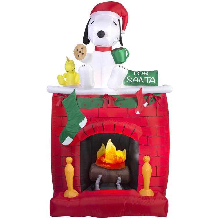 Peanuts Fire and Ice Snoopy on Fireplace Inflatable